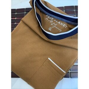 Free Planet Pocket Short Sleeve Pullover T-shirt Camel Brown XL Journey